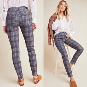 Paige Blue Hoxton Ankle Plaid High Waisted Jeans